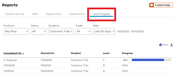 hướng dẫn sử dụng tài khoản teacher kidsa-z - cách xem các báo cáo về hoạt động học tập, kỹ năng đọc hiểu sách raz kids